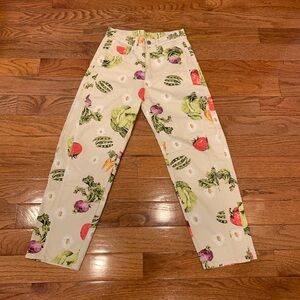 Vegetable Print Barrel Pants NWT S